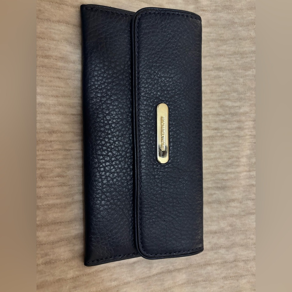 Michael Kors long leather wallet (Navy Blue)